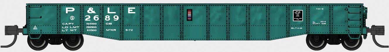 N Scale Bluford Shops 52'6" 15-Panel Mill Gondola - Lightly Dented Sides P&LE#2689