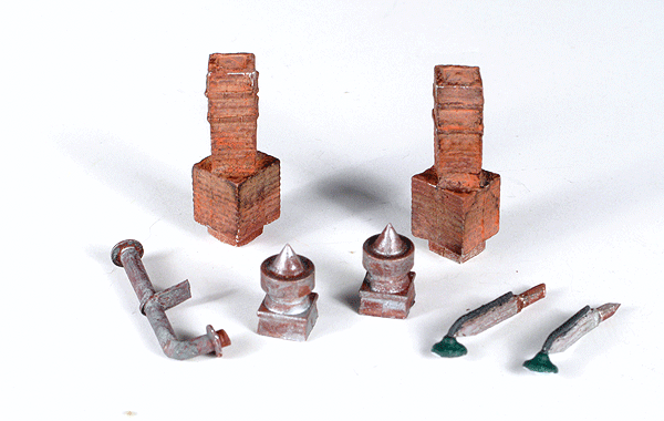 HO Scale Monroe Models Mini-Tales(TM) Chimneys, Vents & Lights - Kit