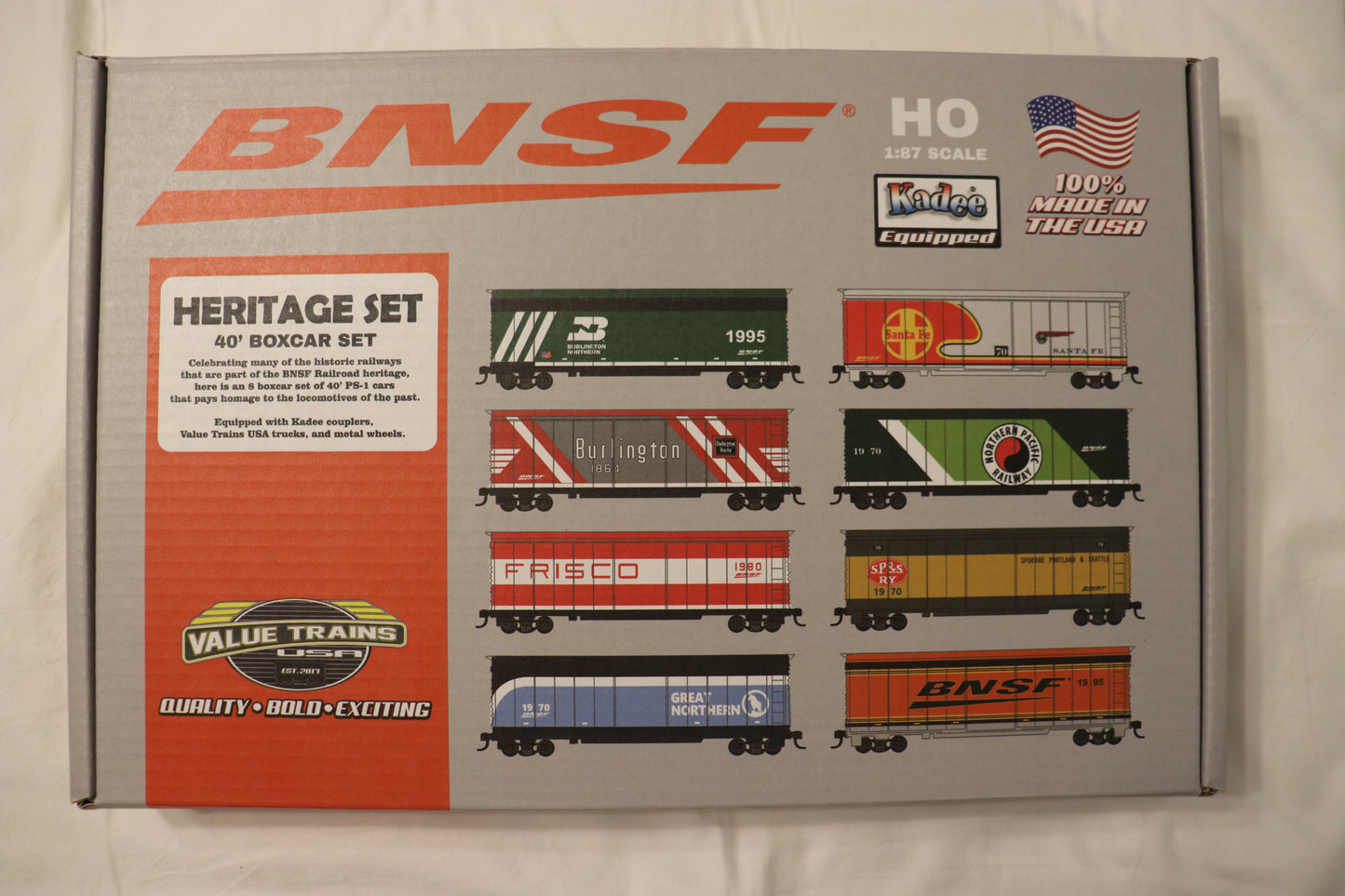 Value Trains BNSF 8 40' PS-1 Heritage Set #40-205