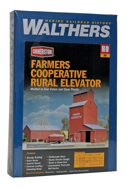 HO Scale Walthers Cornerstone Farmers Cooperative Rural Grain Elevator #3036