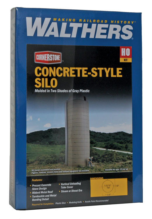 HO Scale Walthers Cornerstone Concrete Style-Silo