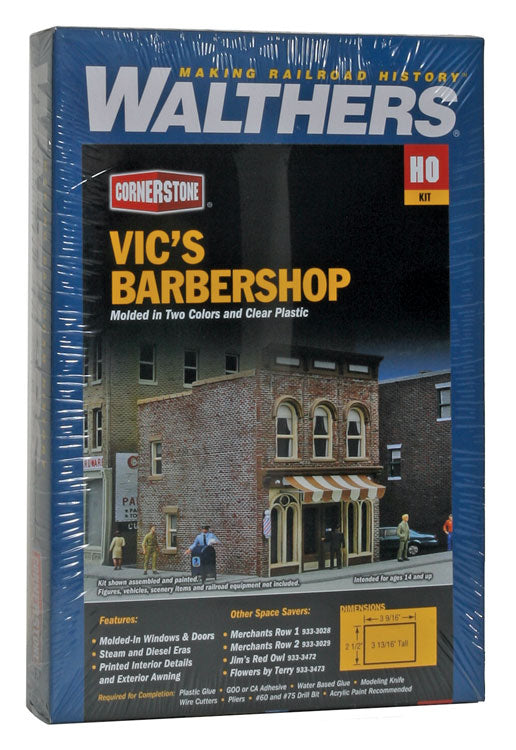 HO Scale Walthers Cornerstone Vic's Barber Shop