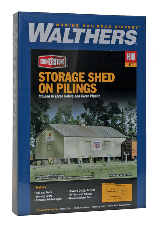 HO Scale Walthers Cornerstone Storage Shed on Pilings