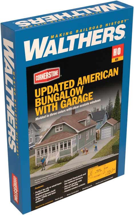 HO Scale Walthers Cornerstone Updated American Bungalow with Single-Car Garage #3791
