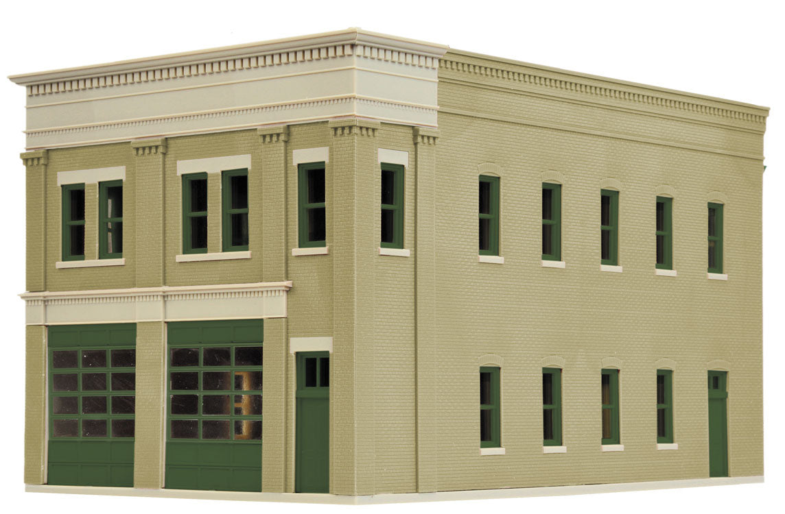 HO Scale Walthers Cornerstone Two-Bay Fire Station