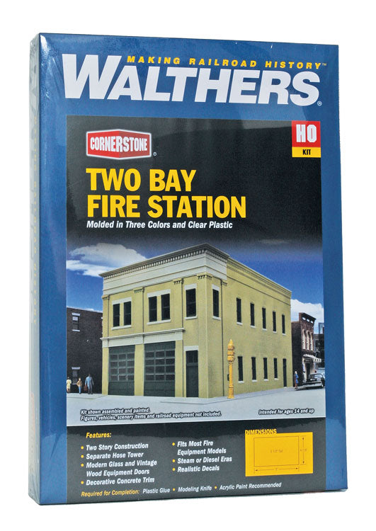HO Scale Walthers Cornerstone Two-Bay Fire Station