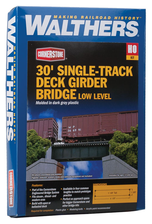 HO Scale Walthers Cornerstone 30' Single Track Railroad Deck Girder Bridge