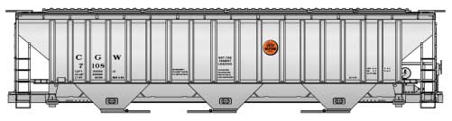HO Scale Accurail Inc Pullman-Standard 4750 3-Bay Covered Hopper - Kit #6541