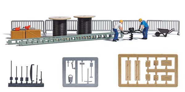 HO Scale Busch Gmbh & Co Kg Auger, 2 Figures and Telecomm Accessories Miniature Scene