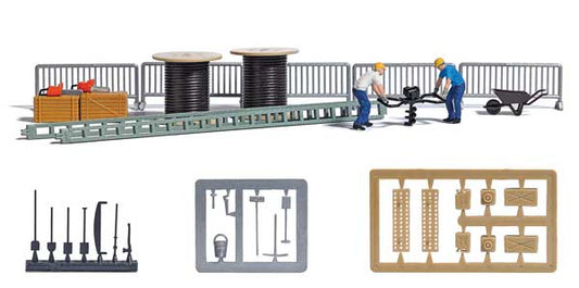 HO Scale Busch Gmbh & Co Kg Auger, 2 Figures and Telecomm Accessories Miniature Scene