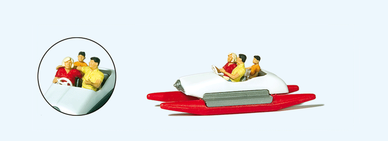 HO Scale Preiser Kg Pedal Boat w/Family Red