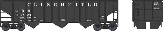 HO Scale Bowser 70-Ton 14-Panel 3-Bay Hopper - Ready to Run -- Clinchfield #54856 (black, Spelled-Out Roadname)