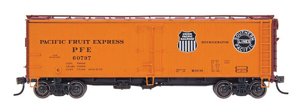 HO Scale Intermountain R-30-18 Wood Refrigerator Car PFE Double Herald Black & White