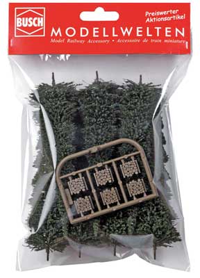 HO Scale Busch Gmbh & Co Kg Fir Trees and 6 Wood Piles
