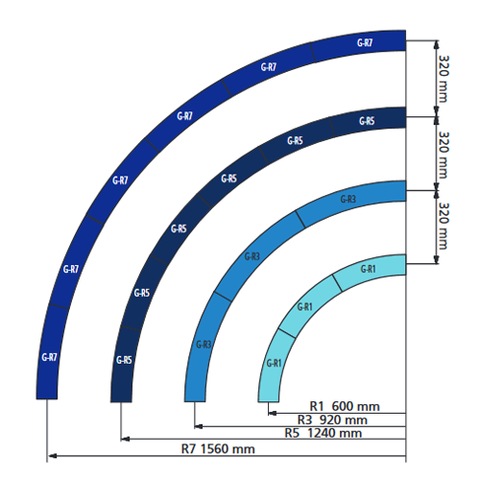 R5 1240MM RADIUS CURVE TRACK, 48.8"R (G-SCALE)