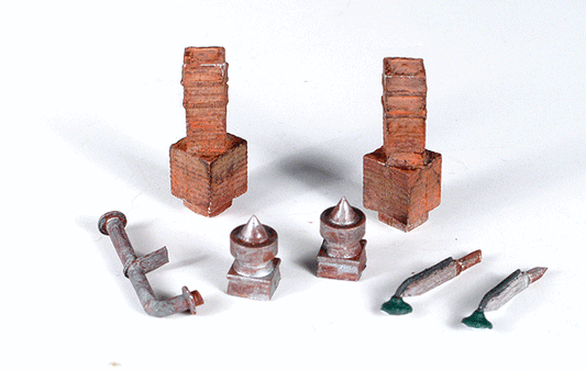 HO Scale Monroe Models Mini-Tales(TM) Chimneys, Vents & Lights - Kit