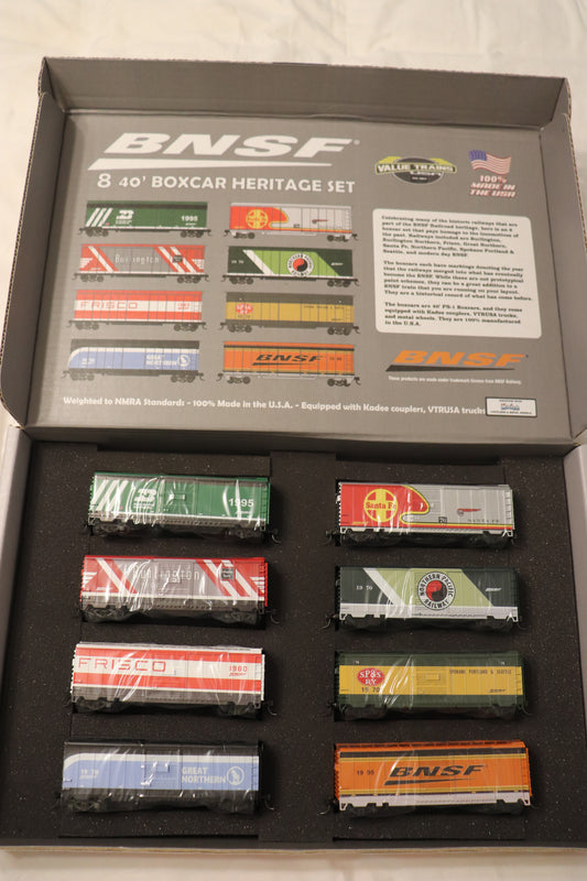 Value Trains BNSF 8 40' PS-1 Heritage Set #40-205