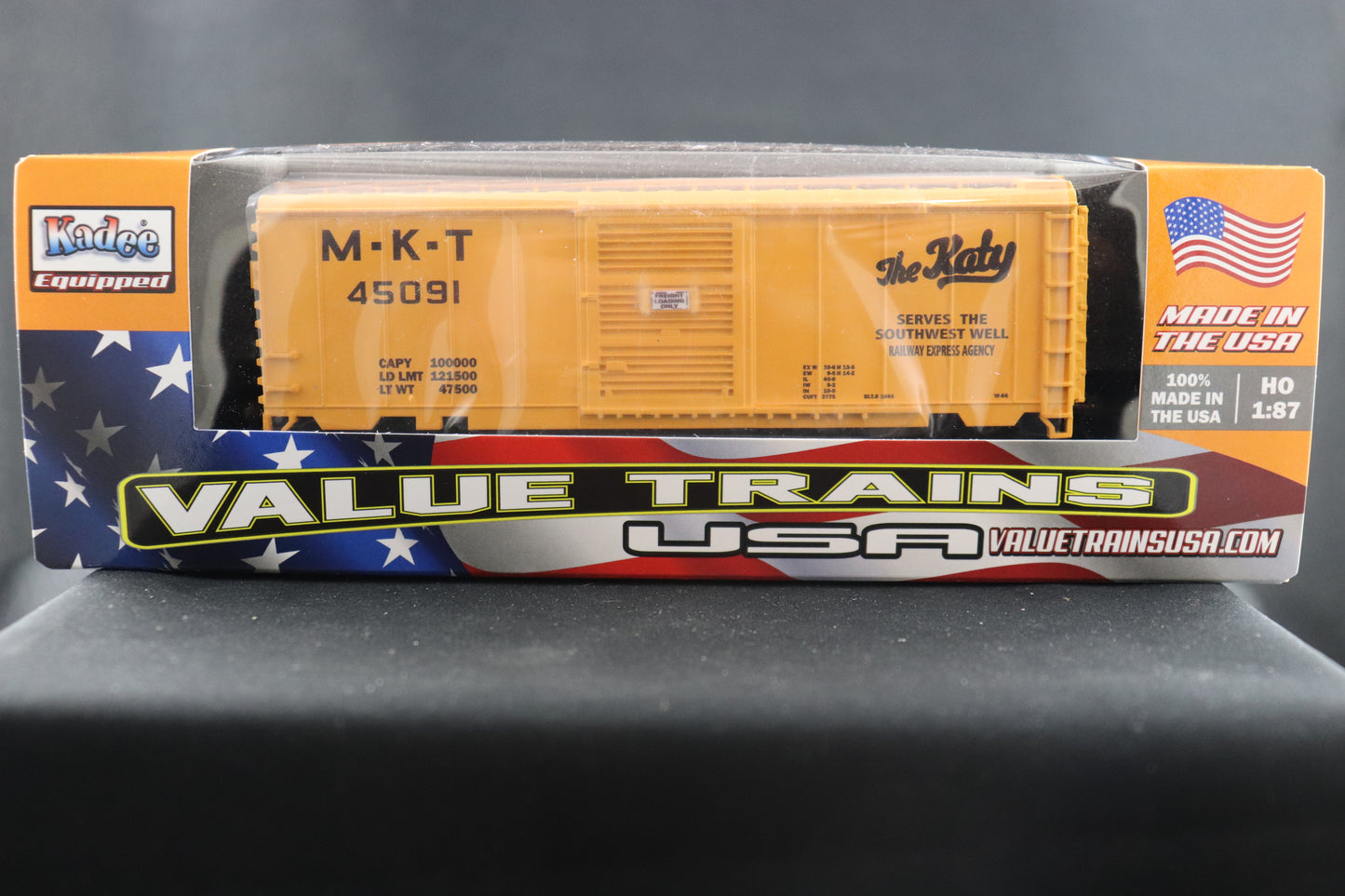 Value Trains 40' PS-1 MKT Yellow " The Katy" Boxcar #45091