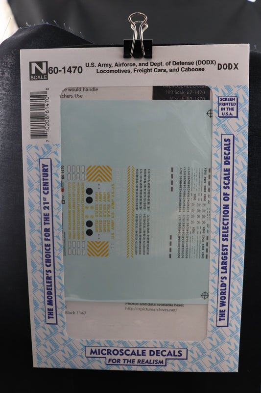 N Scale Microscale U.S. Army, Airforce & DOD Decals #60-1470