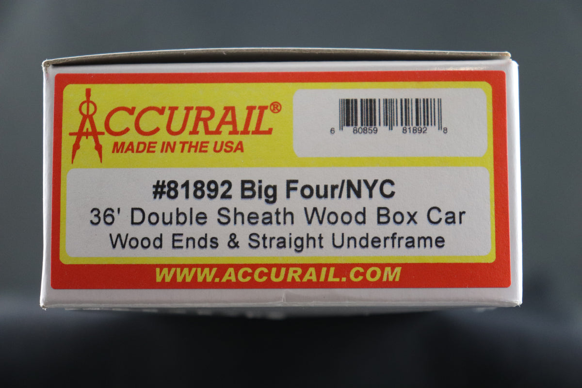 HO Scale Accurail 36' Double Sheath Wood Box Car #81892 Big Four NYC