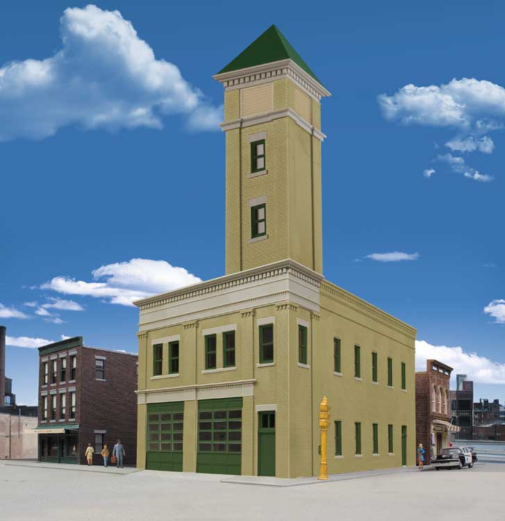 HO Scale Walthers Cornerstone Two-Bay Fire Station