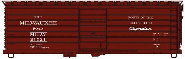 HO Scale Accurail Inc Milwaukee Road 40' Rib-Side Boxcar - Phase I Long Rib - Kit