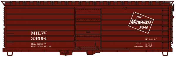 HO Scale Accurail Inc Milwaukee Road 40' Rib-Side Boxcar - Kit