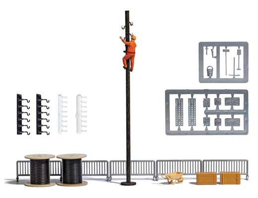 HO Scale Busch Gmbh & Co Kg Pole Climber with Pole and Accessories Miniature Scene