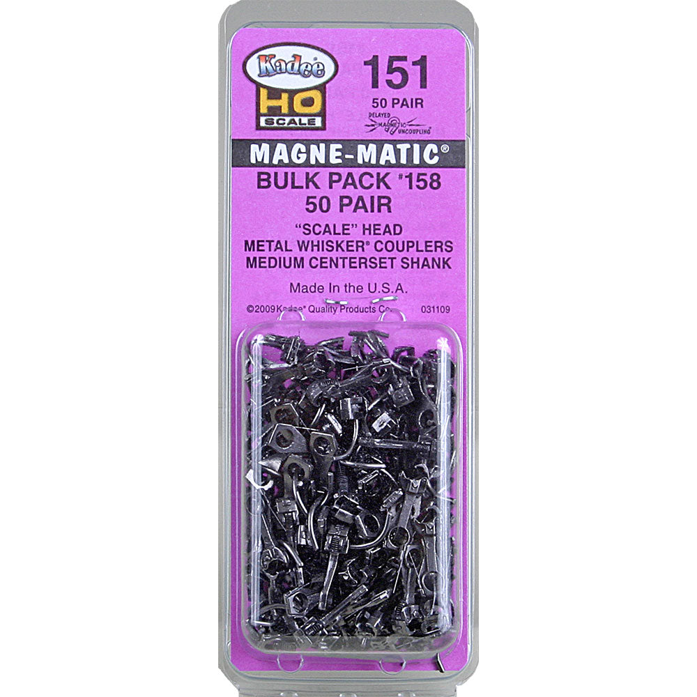 HO Scale Kadee Quality Products #158 Whisker(R) Scale Metal Knuckle Coupler Bulk Pack - Kit - Magne-Matic