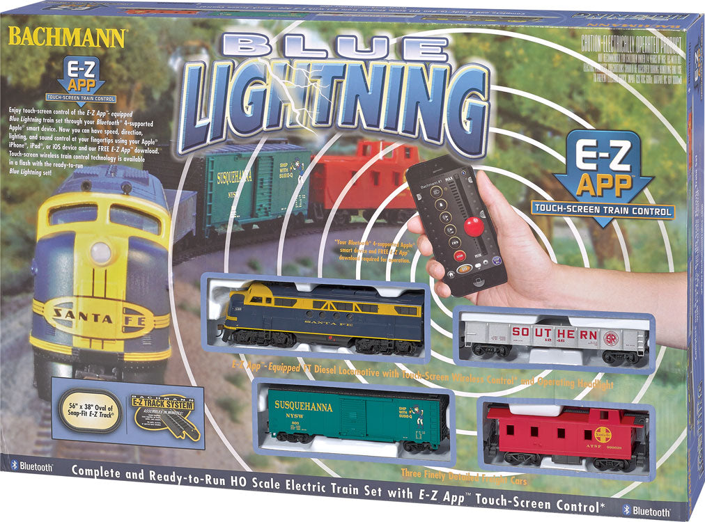 HO Scale Bachmann Industries Blue Lightning Train Set - E-Z App(TM)  #01501