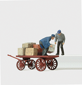 HO Scale Preiser Kg Dock Workers w/Cart