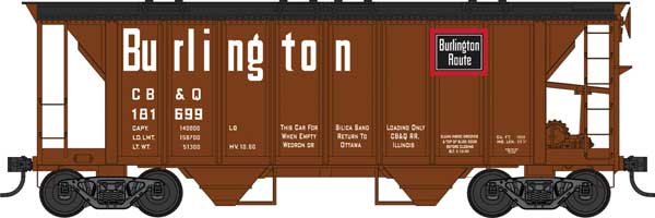 HO Scale Bowser Manufacturing Co. 70-Ton 2-Bay Covered Hopper with Closed Sides BN #181766