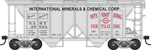 HO Scale Bowser Manufacturing Co. 70-Ton 2-Bay Covered Hopper with Open Sides IM#30038